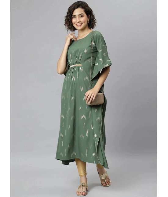 Janasya - Green Crepe Womens Kaftan Kurti ( Pack of 1 ) - XL