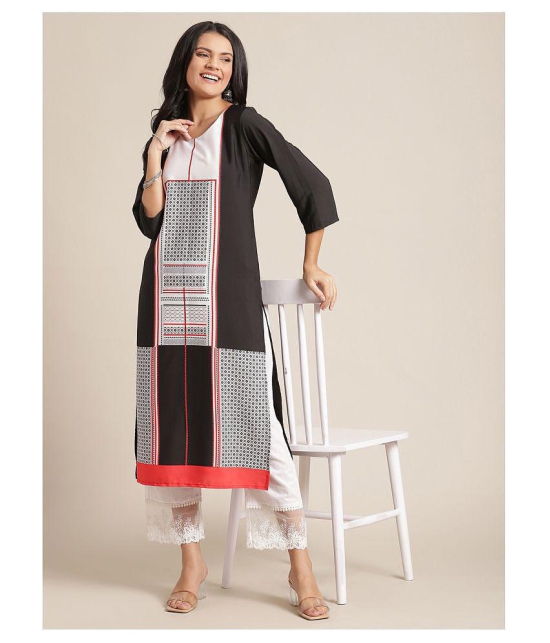 KSUT Black Viscose Straight Kurti - Single - L