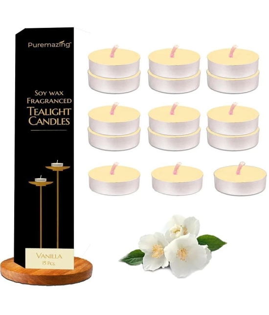 Imvelo White Vanilla Wax Tea Light Candle 4 cm ( Pack of 15 )