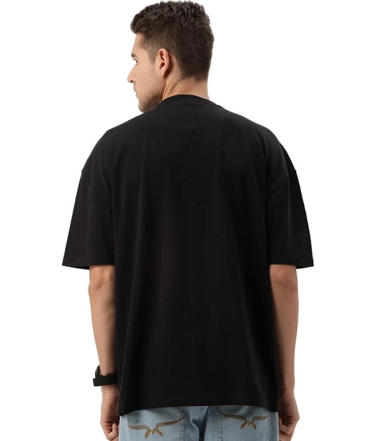 Leotude Cotton Blend Oversized Fit Printed Half Sleeves Mens T-Shirt - Black ( Pack of 1 ) - None