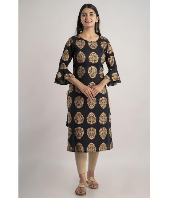 MAUKA - Black Rayon Women's Straight Kurti ( Pack of 1 ) - None