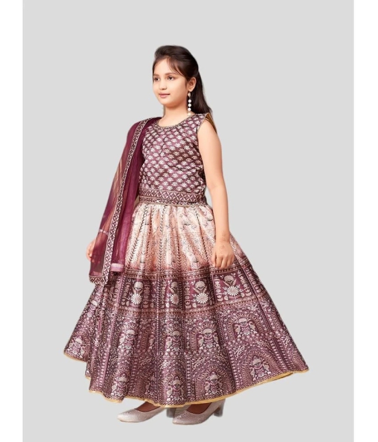 Aarika Brown Silk Girls Lehenga Choli Set ( Pack of 1 ) - None