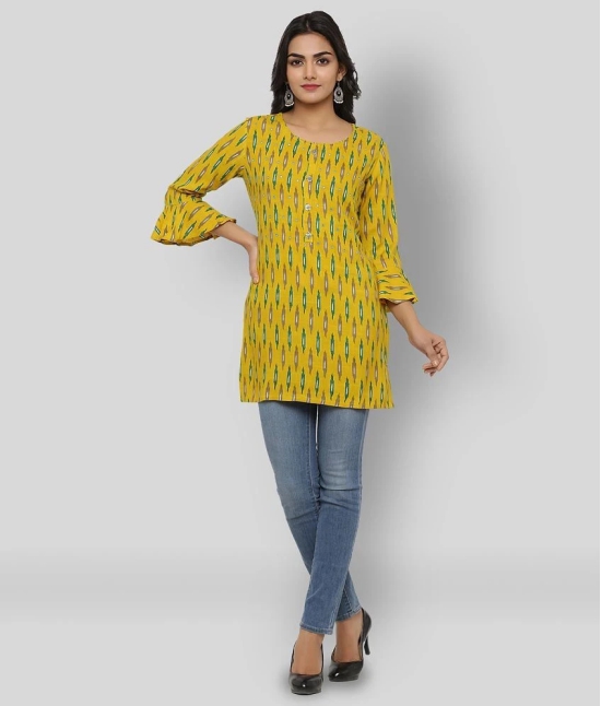 KIPEK - Yellow Rayon Womens Straight Kurti - M