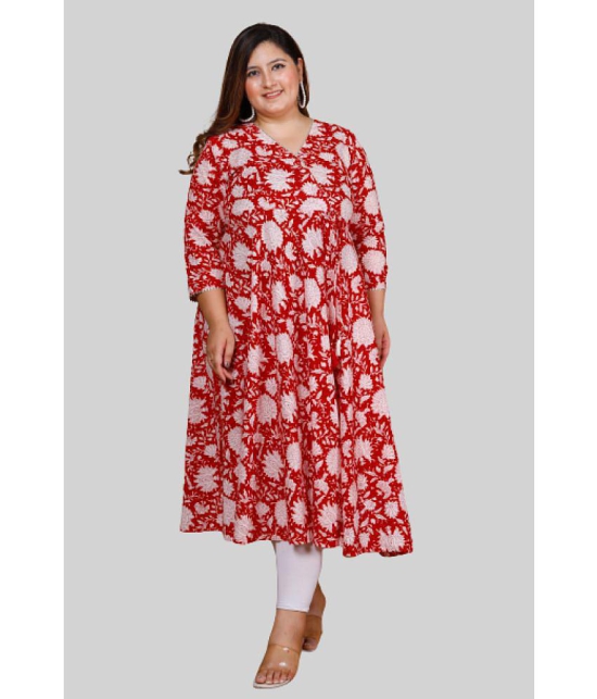 miravan - Red Cotton Women's Anarkali Kurti ( Pack of 1 ) - None