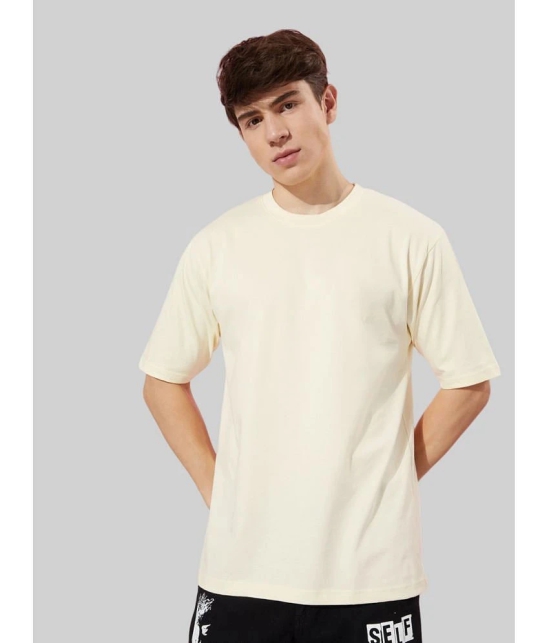 PPTHEFASHIONHUB Cotton Blend Oversized Fit Solid Half Sleeves Mens T-Shirt - Beige ( Pack of 1 ) - None