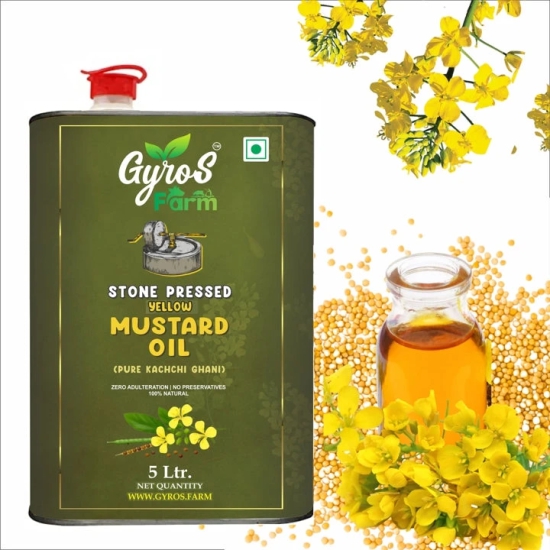 Stone Cold Pressed Yellow Mustard Oil Combo | 5L + 5L | zero Adulteration | Sieve Filtered-5 Liter + 5 Liter