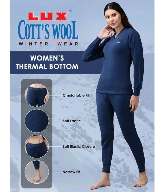 Lux Cottswool Cotton Blend Thermal Bottoms - Blue Pack of 1 - None