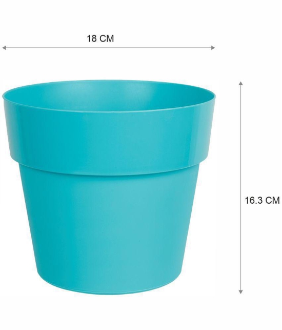 HOMETALES Green Color Plastic Pots & Planters for Gardening, Indoor & Outdoor ( Pack of 3 ) - 18cm (Length) - Sky Blue