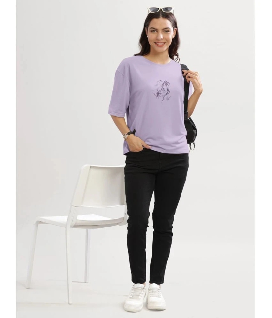 HELLCAT Lavender Cotton Blend Loose Fit Womens T-Shirt ( Pack of 1 ) - None