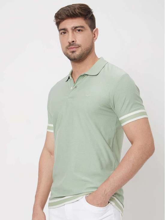 Green Textured Plain Slim Fit Jersey T-Shirt