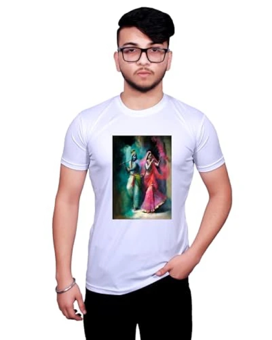 NITYANAND CREATIONS Round Neck White Holi T-Shirt for MEN-HOLI-T-SHIRT-11521-S