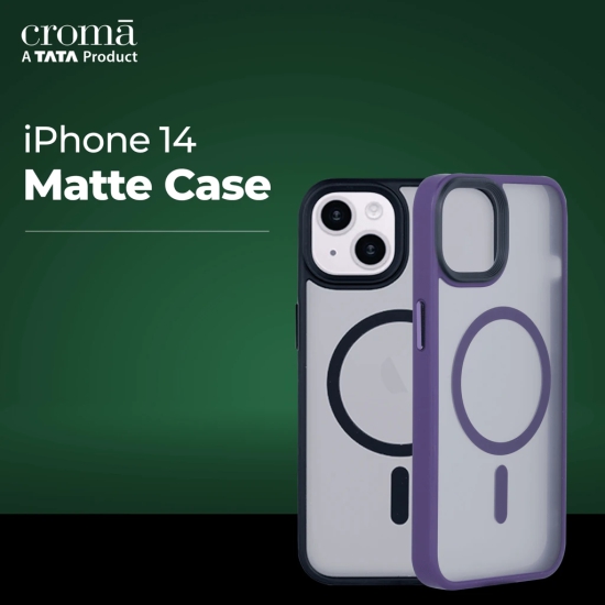 Croma Polycarbonate & TPU Matte Back Case for Apple iPhone 14 (Apple Compatible, Purple)