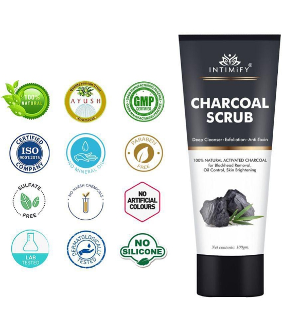 Intimify Charcoal Scrub, for face scrub, blackhead scrub, black head remover, 100 gm