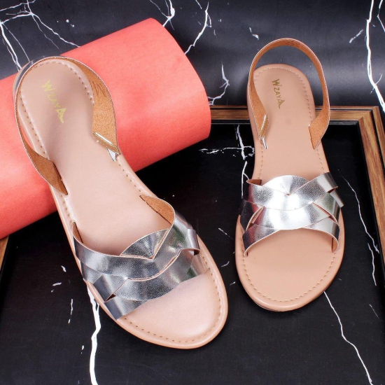 WOMEN Premium Silver Flat Sandals