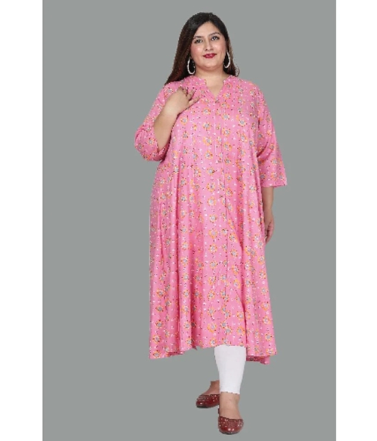 Swasti Cotton Blend Printed Shirt Style Womens Kurti - Pink ( Pack of 1 ) - None