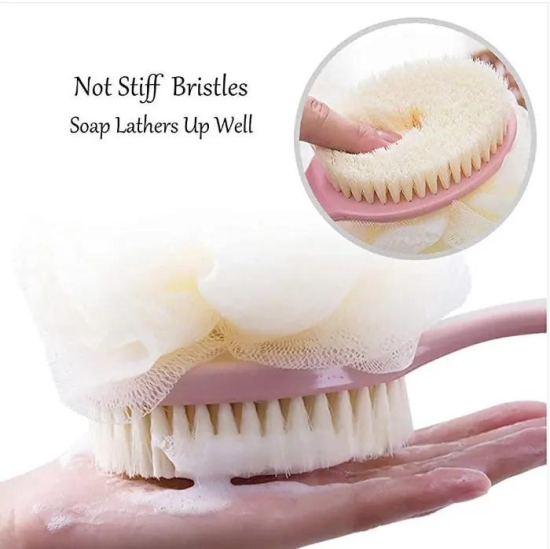 2 IN 1 LOOFAH & BRUSH WITH HANDLE-For Male & Female