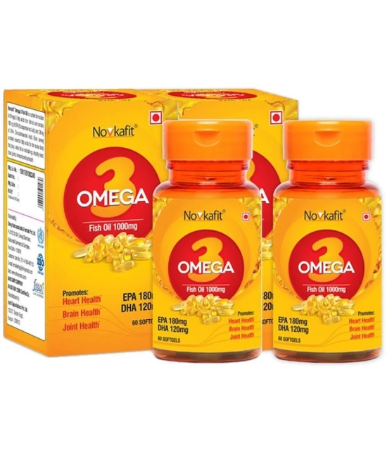 Novkafit Omega 3 Fish Oil 1000mg Heart, Brain & Immune Support 120 no.s Minerals Softgel Pack of 2