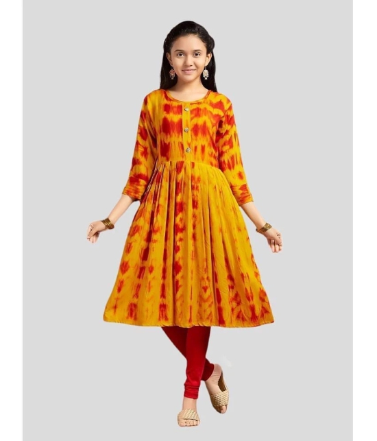 Aarika Yellow Rayon Girls Anarkali Suit Set ( Pack of 1 ) - None