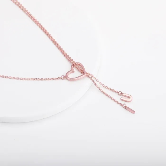 Rose Gold U&I Heart Necklace