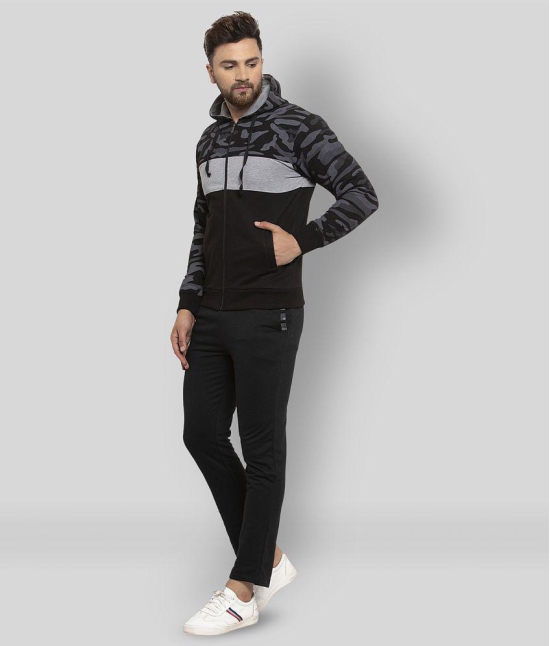 Wild West - Black Fleece Slim Fit Colorblock Men's Sports Tracksuit ( Pack of 1 ) - L