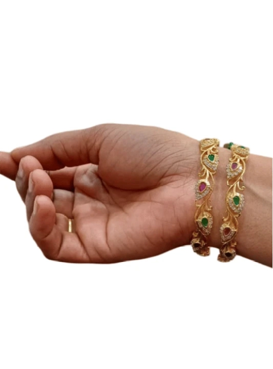 Gold Plated Leaf Design Bangle Set (pack of 2)