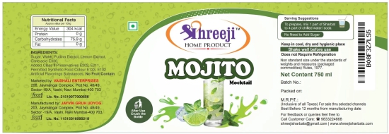 Shreeji Mojito Syrup Mix with Water / Soda for Making Juice 750 ml