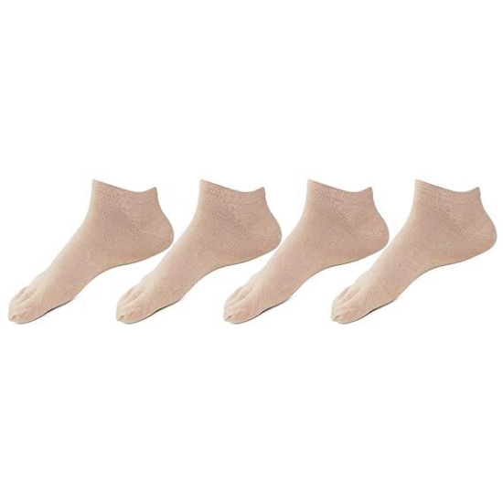 Women Plain Cotton Secret Length Thumb Socks- Pack of 4 Skin free