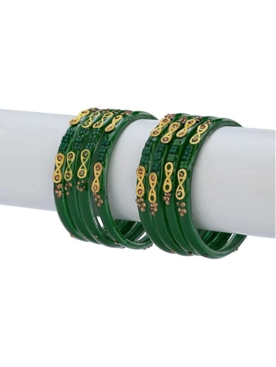 Somil Green Bangle Set ( Pack of 8 ) - None