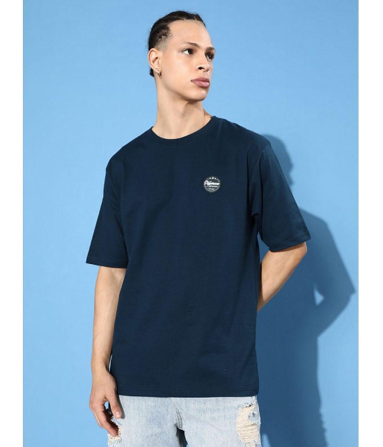 Difference of Opinion - Navy Cotton Oversized Fit Mens T-Shirt ( Pack of 1 ) - None