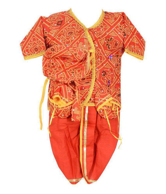 Ahhaaaa Orange Blended Classic Dhoti Kurta - 6-12 Months