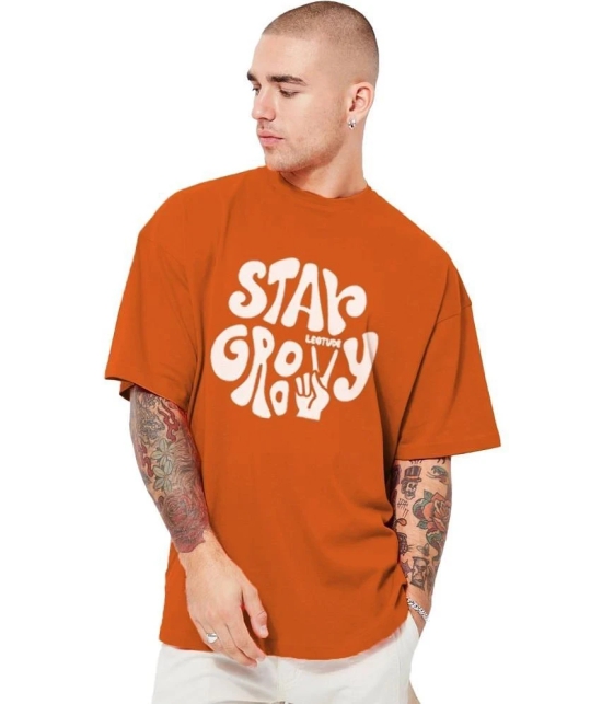 Leotude Cotton Blend Oversized Fit Printed Half Sleeves Mens T-Shirt - Orange ( Pack of 3 ) - None