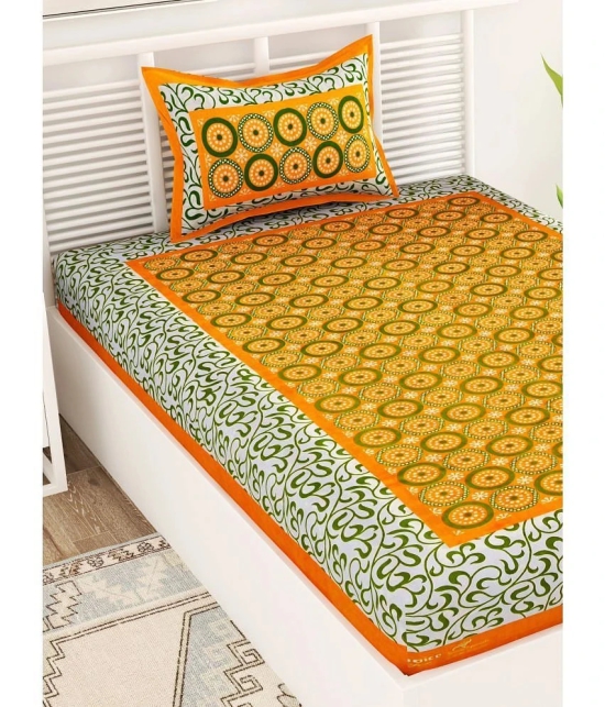 unique choice Cotton Abstract Printed Single Bedsheet with 1 Pillow Cover - Yellow - Yellow