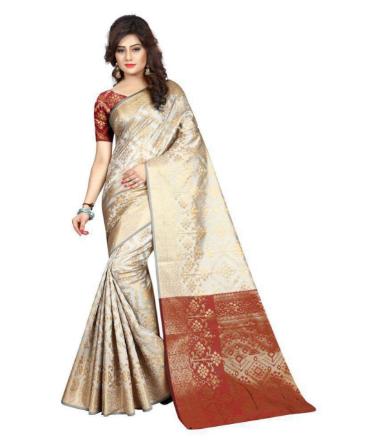 Gazal Fashions - Multicolor Banarasi Silk Saree With Blouse Piece (Pack of 1)