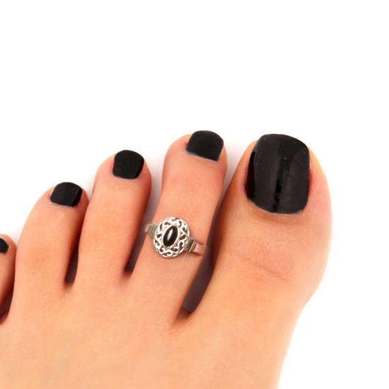 Oxidised Silver Black Tribal Toe Ring