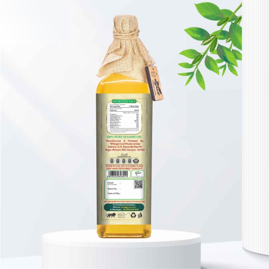 Stone Pressed White Sesame Oil-1 L Plastic Bottle