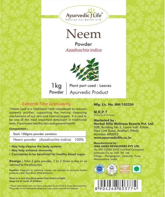 Ayurvedic Life Neem Powder 1 kg Pack of 2