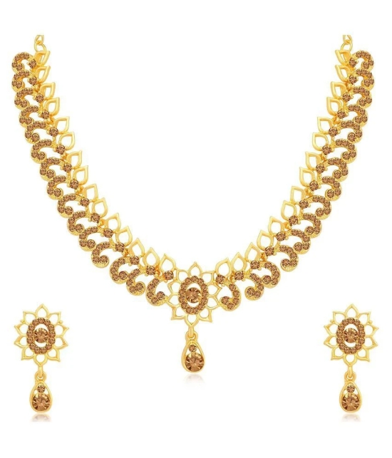 Sukkhi Alloy Golden Traditional Necklaces Set Choker - Golden