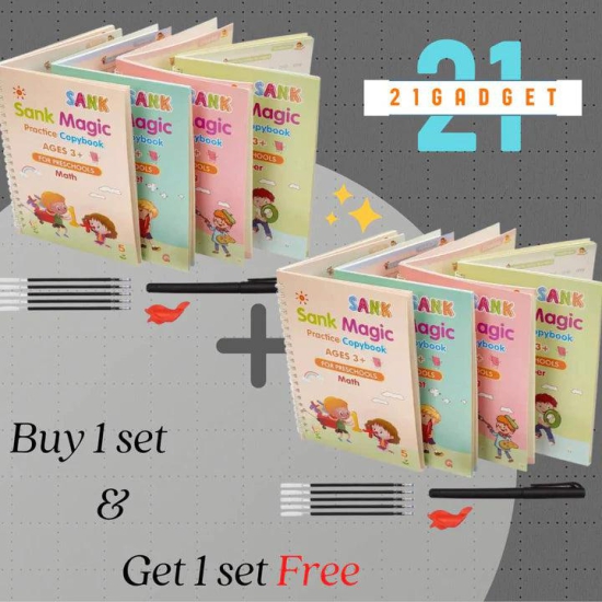 Magic Book Set of 2 ( 8 Book + 20 Refill+2 Pen+2 Grip)