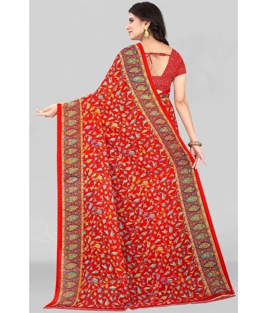 LEELAVATI - Red Georgette Saree With Blouse Piece ( Pack of 1 ) - Red