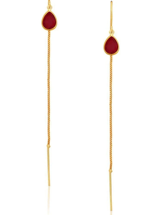 Drashti Collection Golden Threader Earrings ( Pack of 1 ) - Golden