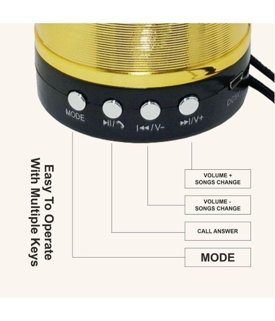 Neo 887 MINI 5 W Bluetooth Speaker Bluetooth v5.0 with USB Playback Time 2 hrs Gold - Gold