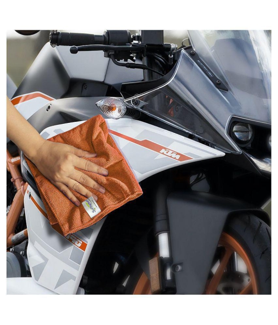 SOFTSPUN Microfiber Cleaning Cloths, 3pcs 40x40cms 340GSM Orange! Highly Absorbent, Lint and Streak Free, Multi -Purpose Wash Cloth for Kitchen, Car, Window, Stainless Steel, silverware.