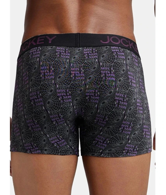 Jockey FP23 Men Super Combed Cotton Elastane Stretch Printed Trunk - Black & Plum - None