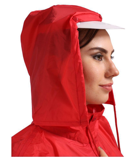 Goodluck Nylon Long Raincoat - Red - L