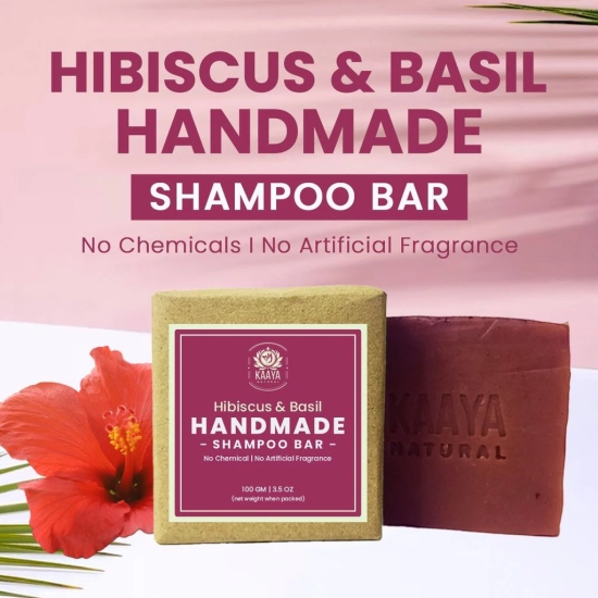 Kaaya Natural Hibiscus & Tulsi Handmade Shampoo Bar (Pack of 2)