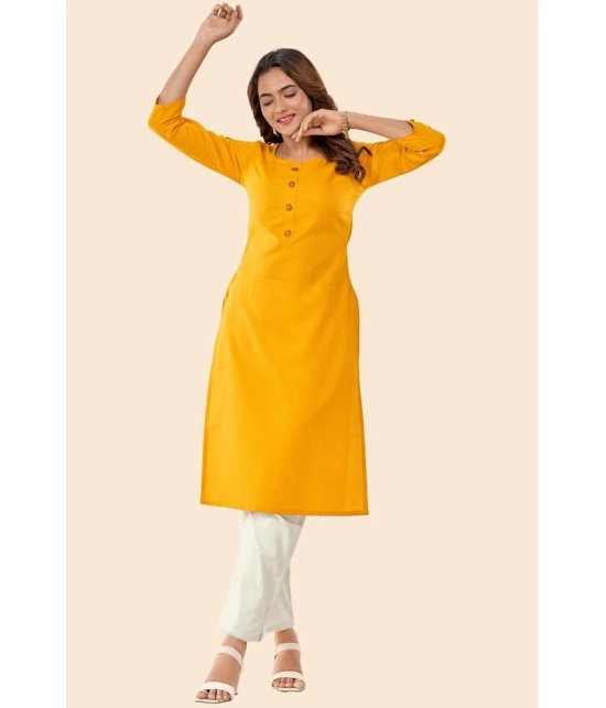 Glomee - Yellow Cotton Womens Straight Kurti ( Pack of 1 ) - None