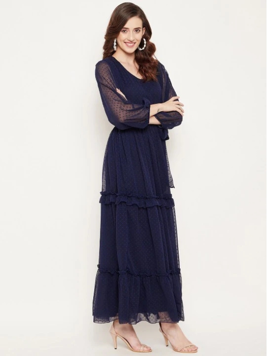 V-Neck Puff Sleeve Tiered Maxi Dress