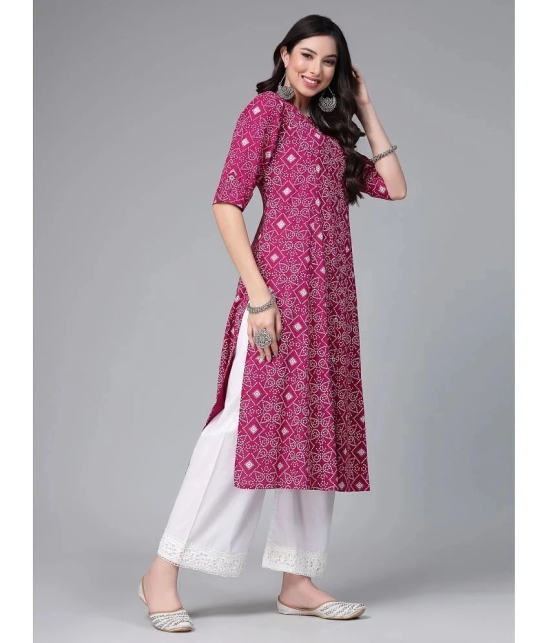 Stylum Rayon Printed Front Slit Womens Kurti - Magenta ( Pack of 1 ) - None