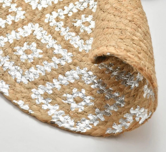 Jute Foil Placemat | Silver | 35x35 | Pack of 2