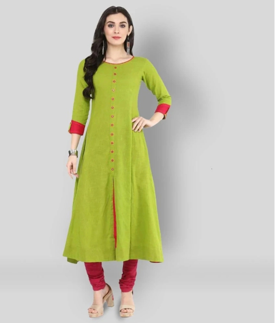 Yash Gallery - Green Cotton Womens Flared Kurti ( Pack of 1 ) - 4XL